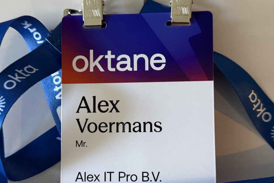 Badge van Oktane 2026 op naam van Alex Voermans